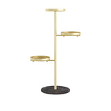 SOGA 3 Tier Gold Round Plant Stand Flowerpot Tray Display Living Room Balcony Metal Decorative Shelf - Cafe Supply