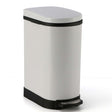 SOGA Foot Pedal Stainless Steel Rubbish Recycling Garbage Waste Trash Bin 10L U White - Cafe Supply