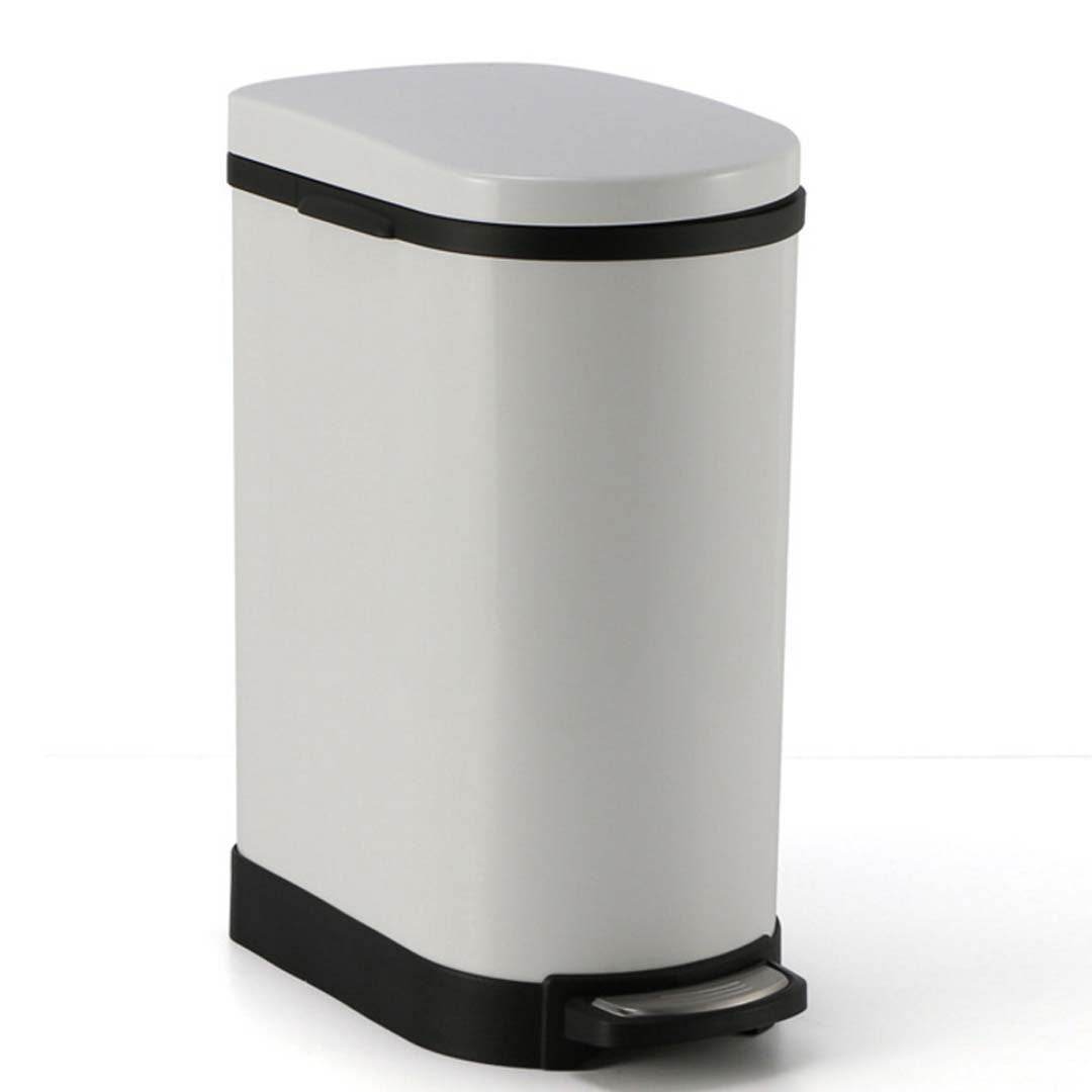 SOGA Foot Pedal Stainless Steel Rubbish Recycling Garbage Waste Trash Bin 10L U White - Cafe Supply