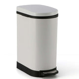 SOGA Foot Pedal Stainless Steel Rubbish Recycling Garbage Waste Trash Bin 10L U White - Cafe Supply