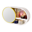 SOGA 39cm Oval Wall-Mounted Mirror Storage Box Vanity Mirror Rack Bathroom Adhesive Shelf Home Organiser Decor - Cafe Supply
