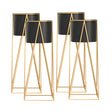 SOGA 4X 70cm Gold Metal Plant Stand with Black Flower Pot Holder Corner Shelving Rack Indoor Display - Cafe Supply