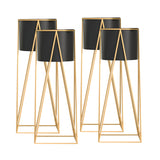 SOGA 4X 70cm Gold Metal Plant Stand with Black Flower Pot Holder Corner Shelving Rack Indoor Display - Cafe Supply
