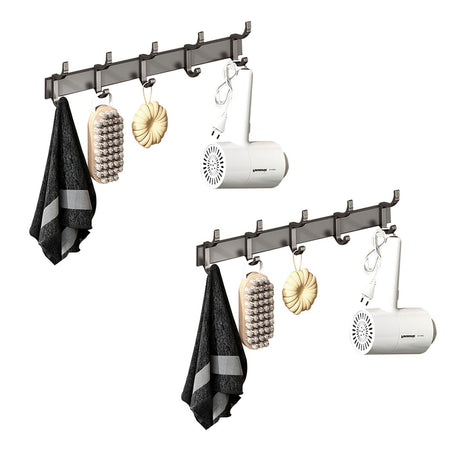 SOGA 2X 37cm Wall Mounted Towel Rack Space-Saving Hanger Organiser with Durable Hooks - Cafe Supply