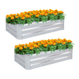 SOGA 2X 120cm Rectangle Galvanised Raised Garden Bed Vegetable Herb Flower Outdoor Planter Box - Cafe Supply