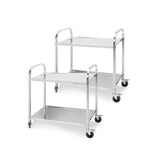 SOGA 2X 2 Tier 81x46x85cm Stainless Steel Kitchen Dining Food Cart Trolley Utility Round Small - Cafe Supply