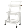 SOGA 3 Tier Steel White Adjustable Kitchen Cart Multi-Functional Shelves Portable Storage Organizer with Wheels - Cafe Supply