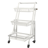 SOGA 3 Tier Steel White Adjustable Kitchen Cart Multi-Functional Shelves Portable Storage Organizer with Wheels - Cafe Supply