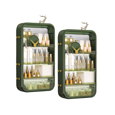 SOGA 2X Green Multi Tier Cosmetic Storage Rack Bathroom Vanity Tray Display Stand Organiser - Cafe Supply