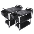 SOGA 2X 3 Tier Food Trolley Food Waste Cart w/ 2 Bin Food Utility Kitchen Large - Cafe Supply