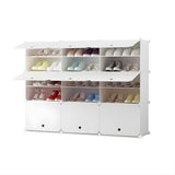 SOGA 5 Tier 3 Column White Shoe Rack Organizer Sneaker Footwear Storage Stackable Stand Cabinet Portable Wardrobe with Cover - Cafe Supply