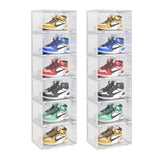 SOGA 2X 6 Tier Transparent Portable Shoe Organiser Sneaker Footwear Folding Plastic Bin Stackable Storage Box with Magnetic Door - Cafe Supply