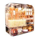 SOGA Transparent Cosmetic Storage Box Clear Makeup Skincare Holder with Lid Drawers Waterproof  Dustproof Organiser with Pearls - Cafe Supply