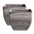 SOGA 2X 32cm Rock Grey Square Resin Plant Flower Pot in Cement Pattern Planter Cachepot for Indoor Home Office - Cafe Supply