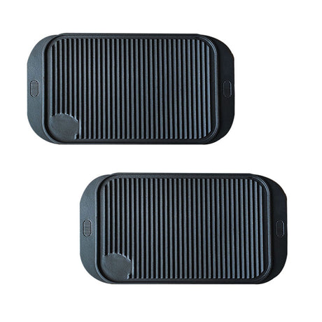 SOGA 2X 47cm Cast Iron Ridged Griddle Hot Plate Grill Pan BBQ Stovetop - Cafe Supply