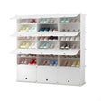 SOGA 7 Tier 3 Column White Shoe Rack Organizer Sneaker Footwear Storage Stackable Stand Cabinet Portable Wardrobe with Cover - Cafe Supply