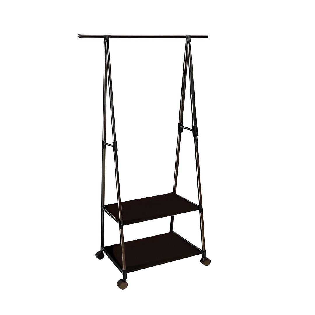 SOGA 2-in-1 Organiser Clothes Shoe Rack Space-Saving Triangular Storage with Wheels Black - Cafe Supply