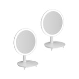 SOGA 2X Round White Rechargeable LED Light Makeup Mirror Tabletop Vanity Home Decor - Cafe Supply