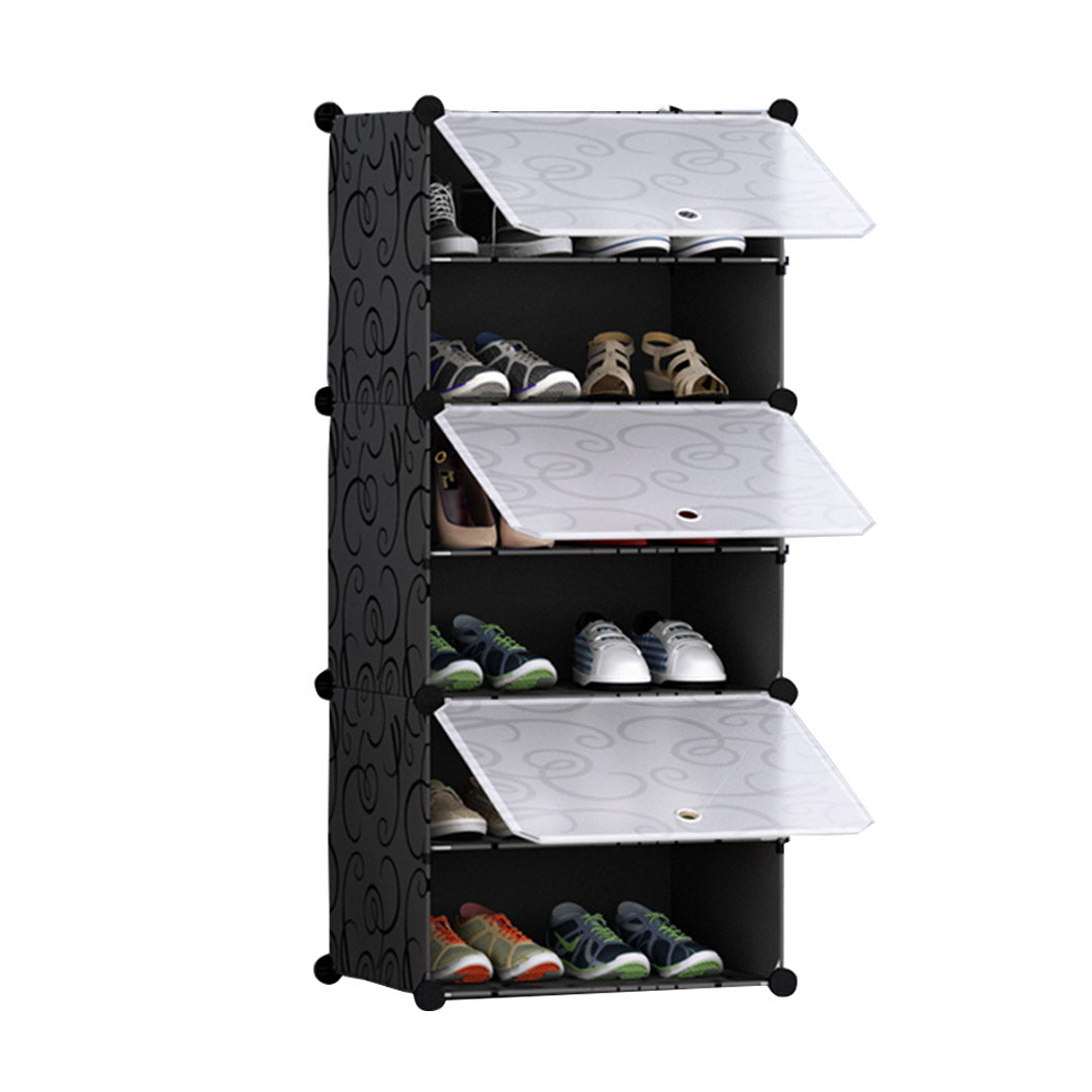 SOGA 6 Tier Shoe Rack Organizer Sneaker Footwear Storage Stackable Stand Cabinet Portable Wardrobe with Cover - Cafe Supply
