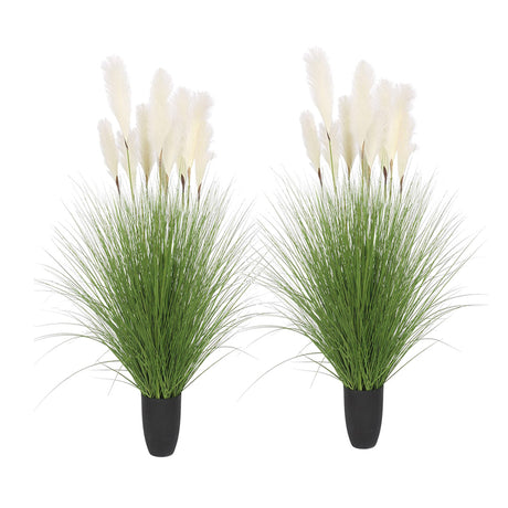 SOGA 2X 137cm Green Artificial Indoor Potted Bulrush Grass Tree Fake Plant Simulation Decorative - Cafe Supply