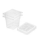 SOGA 150mm Clear Gastronorm GN Pan 1/6 Food Tray Storage Bundle of 2 with Lid - Cafe Supply