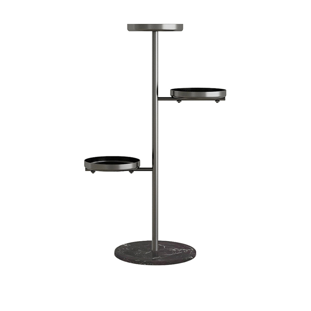 SOGA 3 Tier Black Round Plant Stand Flowerpot Tray Display Living Room Balcony Metal Decorative Shelf - Cafe Supply