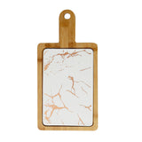 SOGA 33.5cm White Square Wooden Serving Tray Slate Steak Serving Platter Chopping Board Paddle Home Decor - Cafe Supply