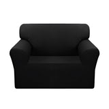 SOGA 1-Seater Black Sofa Cover Couch Protector High Stretch Lounge Slipcover Home Decor - Cafe Supply