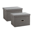 SOGA 2X Grey Super Large Foldable Canvas Storage Box Cube Clothes Basket Organiser Home Decorative Box - Cafe Supply