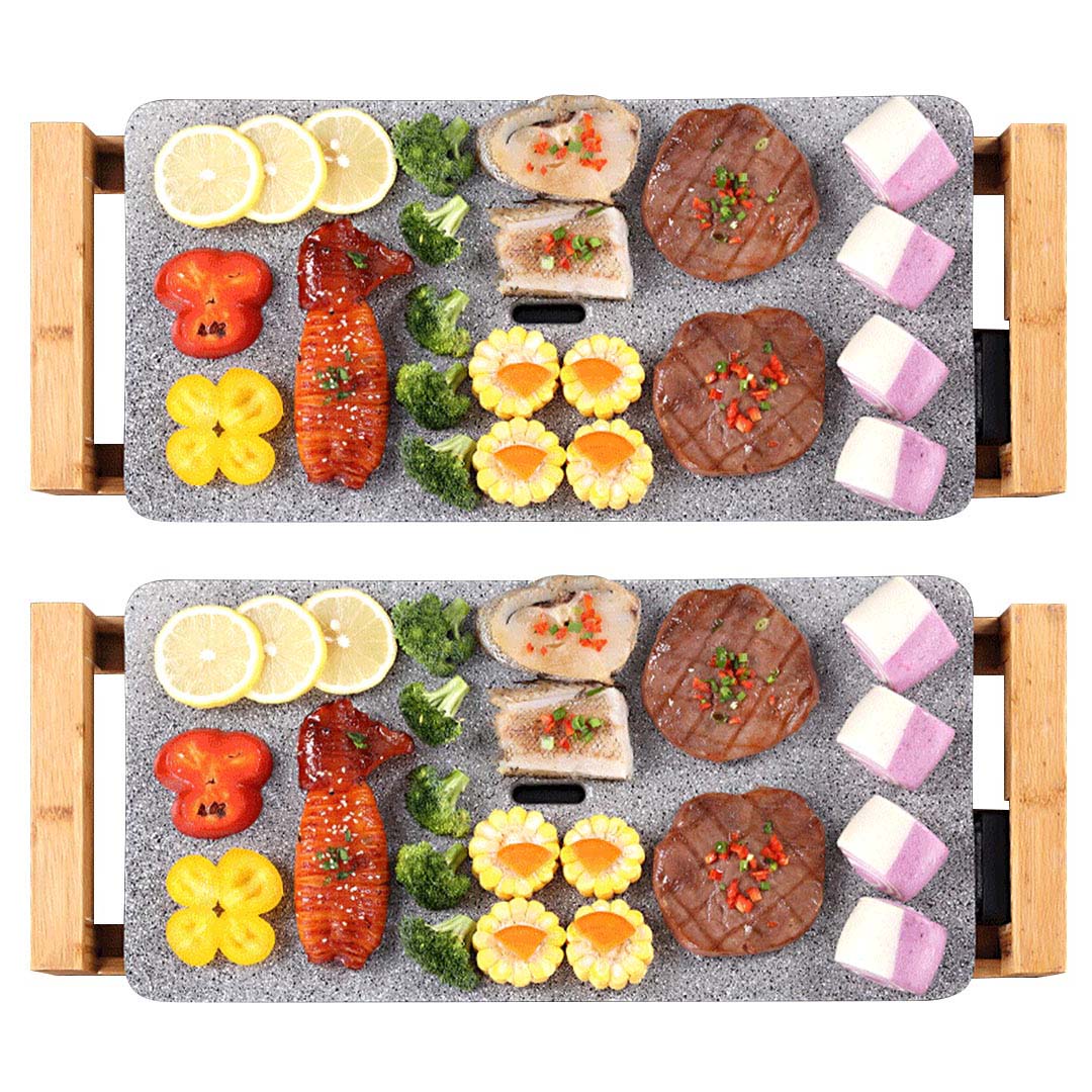 SOGA 2X Electric Ceramic BBQ Grill Non-stick Surface Hot Plate for Indoor & Outdoor Stone - Cafe Supply
