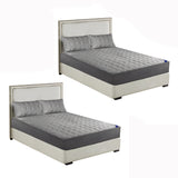SOGA 2X Grey 153cm Wide Mattress Cover Thick Quilted Stretchable Bed Spread Sheet Protector with Pillow Covers - Cafe Supply