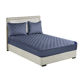 SOGA Blue 153cm Wide Cross-Hatch Mattress Cover Thick Quilted Stretchable Bed Spread Sheet Protector with Pillow Covers - Cafe Supply