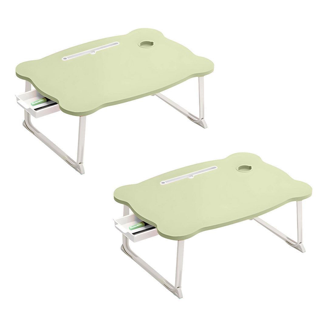 SOGA 2X  Green Portable Bed Table Adjustable Folding Mini Desk With Mini Drawer and Cup-Holder Home Decor - Cafe Supply