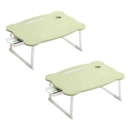 SOGA 2X  Green Portable Bed Table Adjustable Folding Mini Desk With Mini Drawer and Cup-Holder Home Decor - Cafe Supply