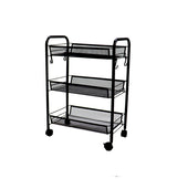 SOGA 3 Tier Steel Black Bee Mesh Kitchen Cart Multi-Functional Shelves Portable Storage Organizer with Wheels - Cafe Supply