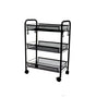 SOGA 3 Tier Steel Black Bee Mesh Kitchen Cart Multi-Functional Shelves Portable Storage Organizer with Wheels - Cafe Supply