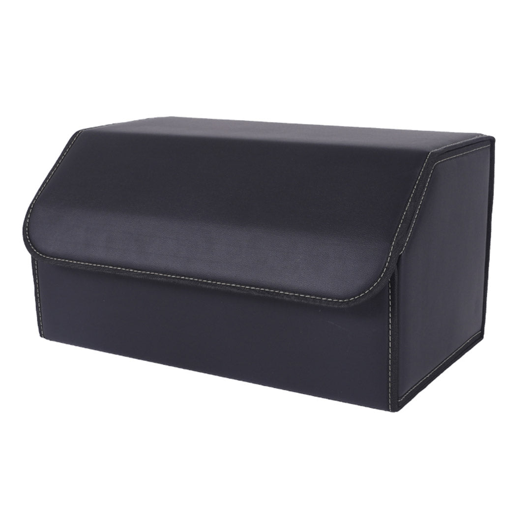 SOGA Leather Car Boot Collapsible Foldable Trunk Cargo Organizer Portable Storage Box Black Large - Cafe Supply