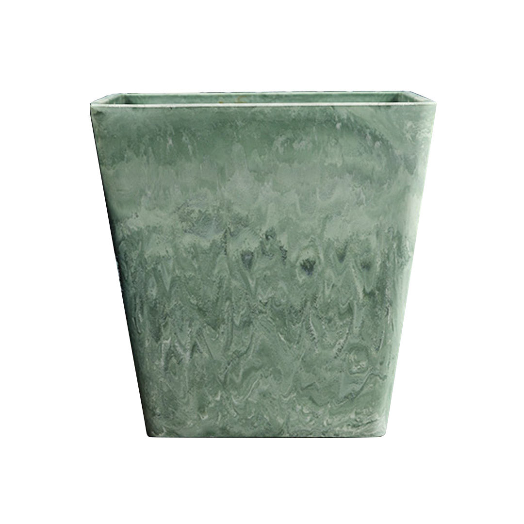 SOGA 27cm Green Grey Square Resin Plant Flower Pot in Cement Pattern Planter Cachepot for Indoor Home Office - Cafe Supply