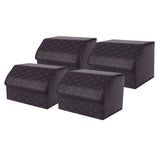 SOGA 4X Leather Car Boot Collapsible Foldable Trunk Cargo Organizer Portable Storage Box Black/Red Stitch Medium - Cafe Supply