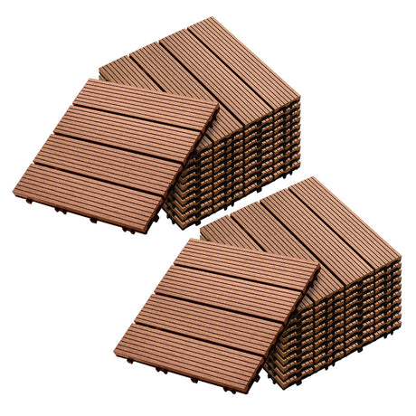 SOGA 2X 11 pcs Red Brown DIY Wooden Composite Decking Tiles Garden Outdoor Backyard Flooring Home Decor - Cafe Supply