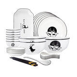 SOGA White Antler Printed Ceramic Dinnerware Set Crockery Soup Bowl Plate Server Kitchen Home Decor Set of 20 - Cafe Supply