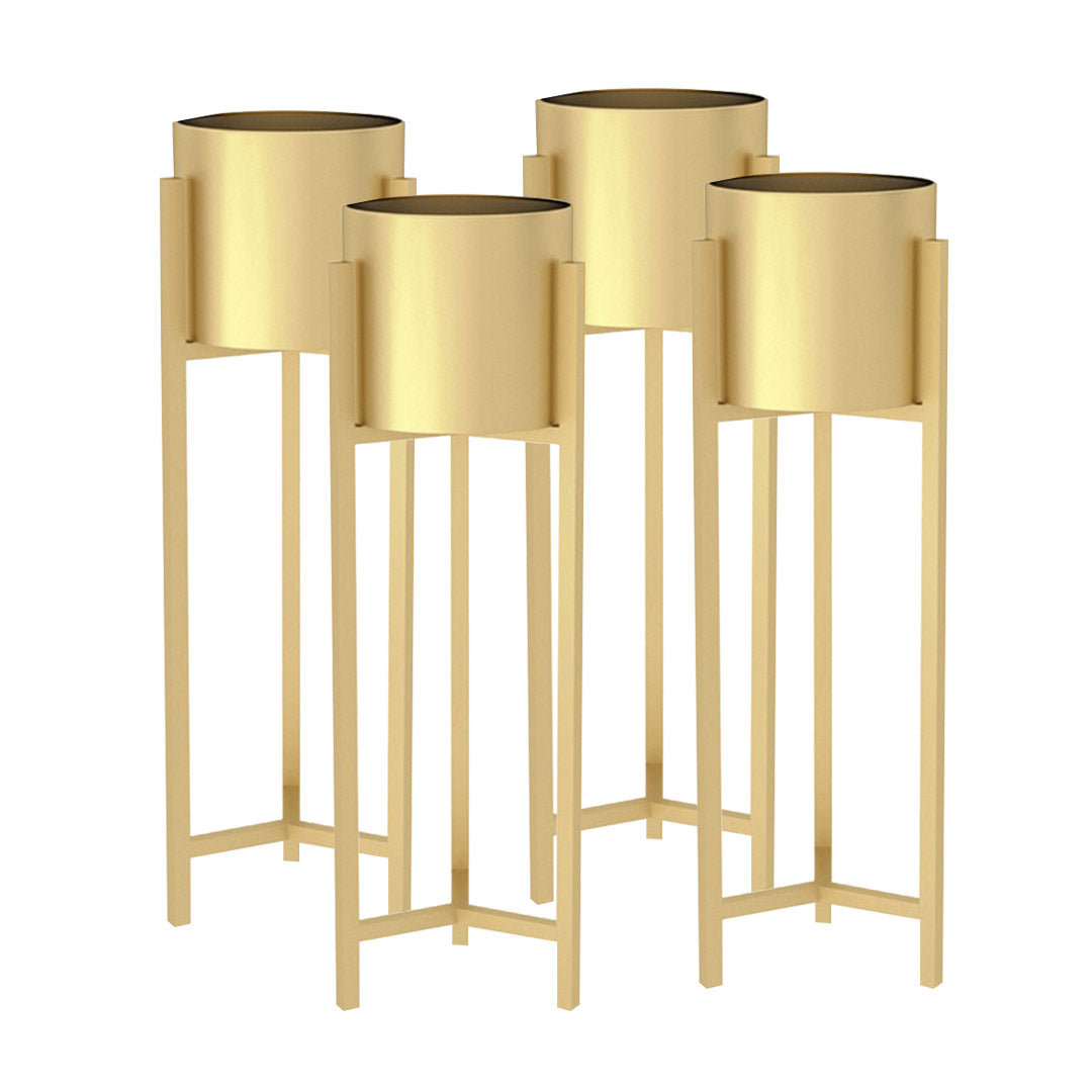 SOGA 4X 75cm Gold Metal Plant Stand with Flower Pot Holder Corner Shelving Rack Indoor Display - Cafe Supply
