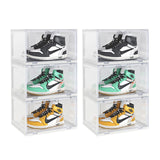 SOGA  2X 3 Tier Transparent Portable Shoe Organiser Sneaker Footwear Folding Plastic Bin Stackable Storage Box with Magnetic Door - Cafe Supply