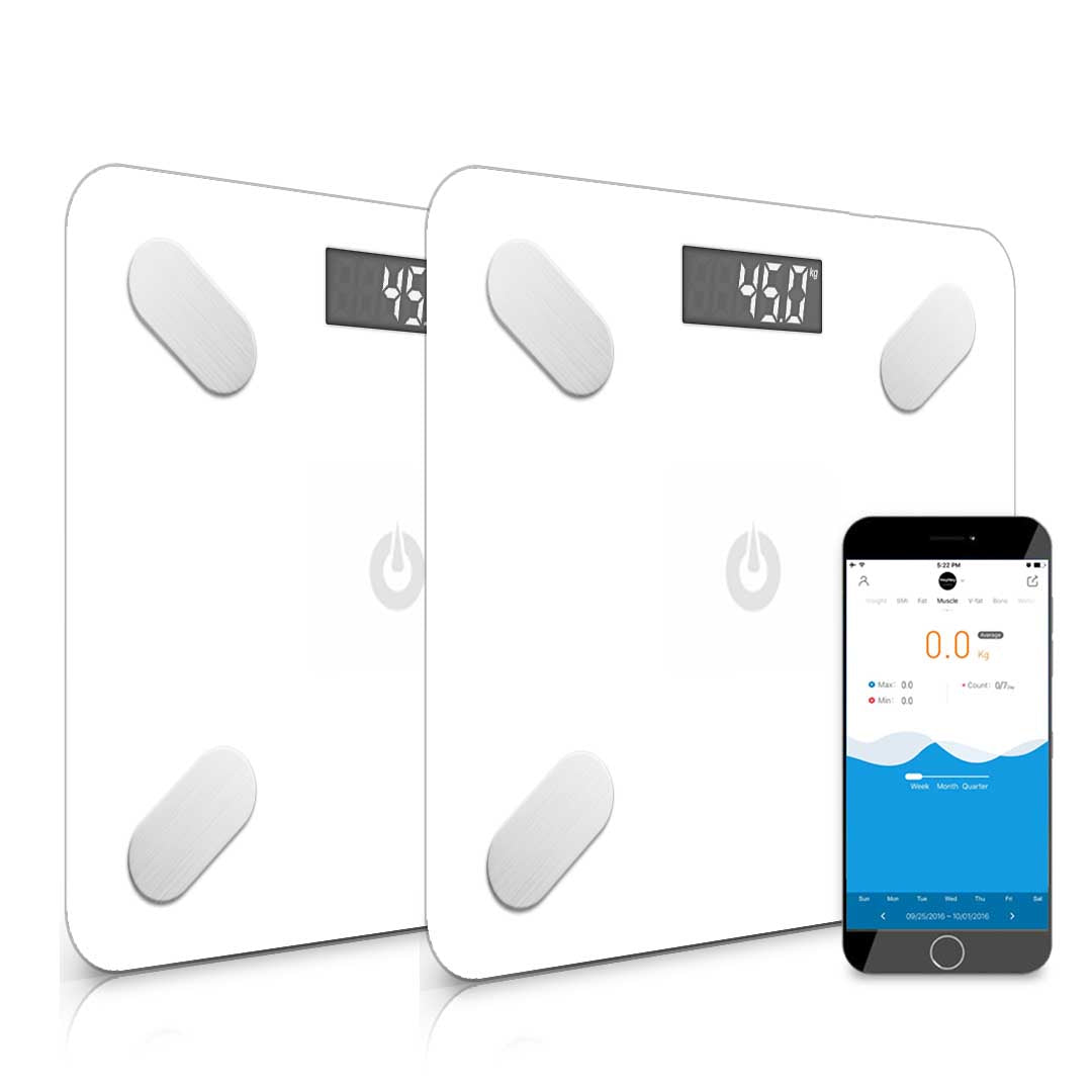 SOGA 2X Wireless Bluetooth Digital Body Fat Scale Bathroom Weighing Scales Health Analyzer Weight White - Cafe Supply