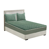 SOGA Green 153cm Wide Mattress Cover Thick Quilted Fleece Stretchable Clover Design Bed Spread Sheet Protector with Pillow Covers - Cafe Supply