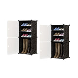 SOGA 2X  4 Tier Shoe Rack Organizer Sneaker Footwear Storage Stackable Stand Cabinet Portable Wardrobe with Cover - Cafe Supply
