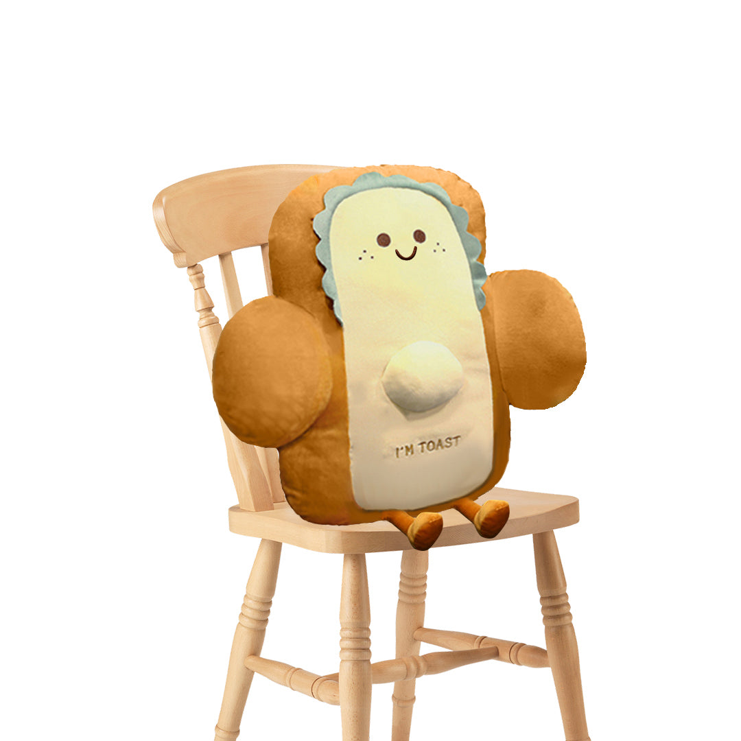 SOGA 48cm Smiley Face Toast Bread Cushion Stuffed Car Seat Plush Cartoon Back Support Pillow Home Decor - Cafe Supply