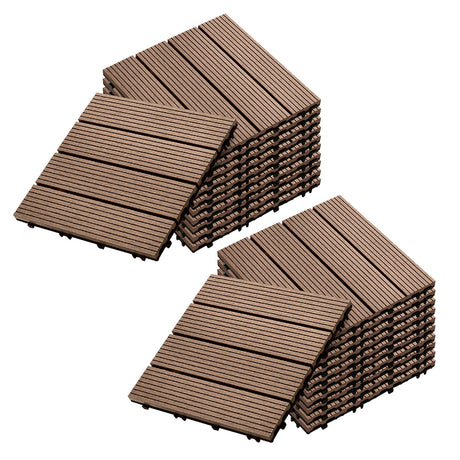 SOGA 2X 11 pcs Light Chocolate DIY Wooden Composite Decking Tiles Garden Outdoor Backyard Flooring Home Decor - Cafe Supply