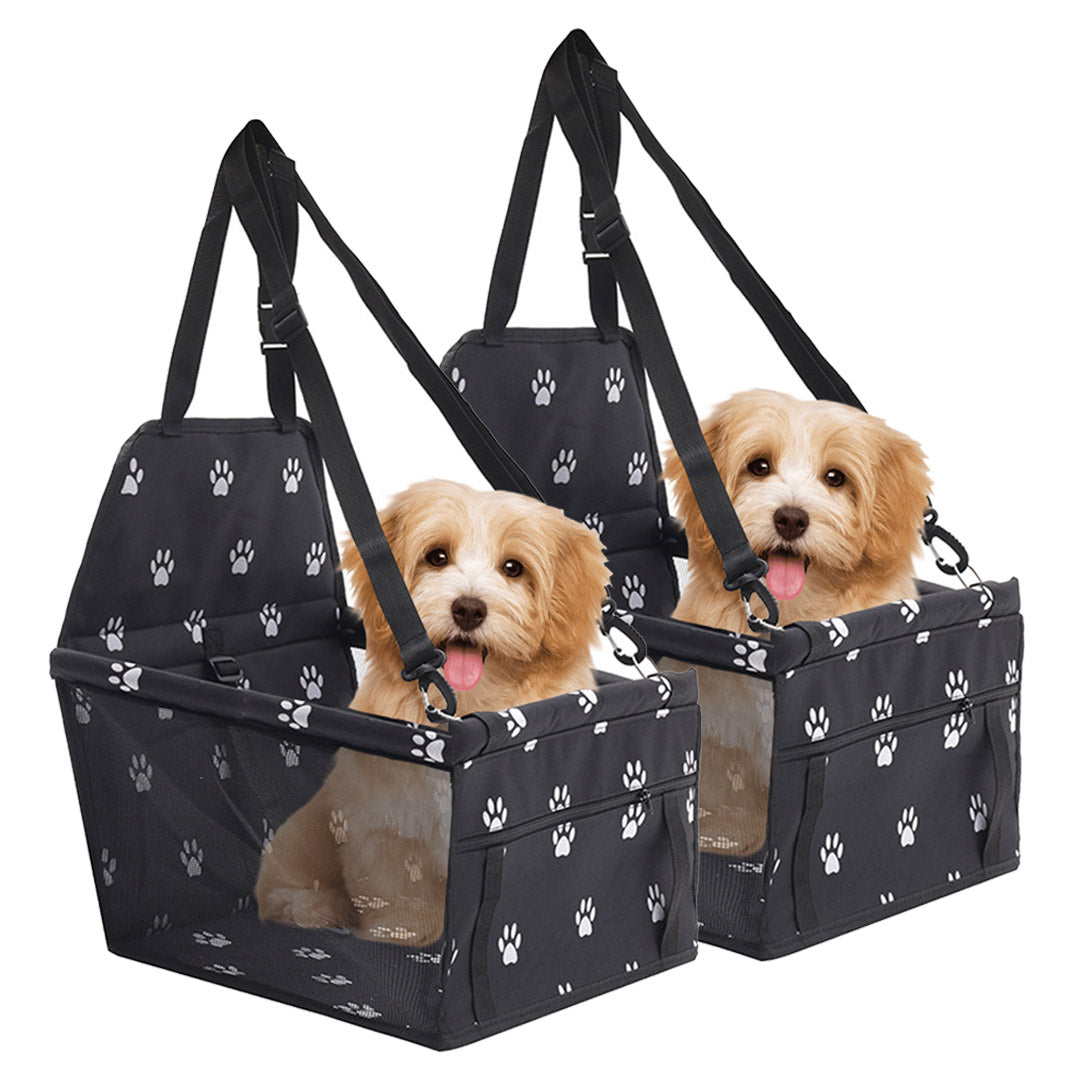 SOGA 2X Waterproof Pet Booster Car Seat Breathable Mesh Safety Travel Portable Dog Carrier Bag Black - Cafe Supply