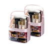 SOGA 2X 3 Tier Pink Countertop Makeup Cosmetic Storage Organiser Skincare Holder Jewelry Storage Box with Handle - Cafe Supply